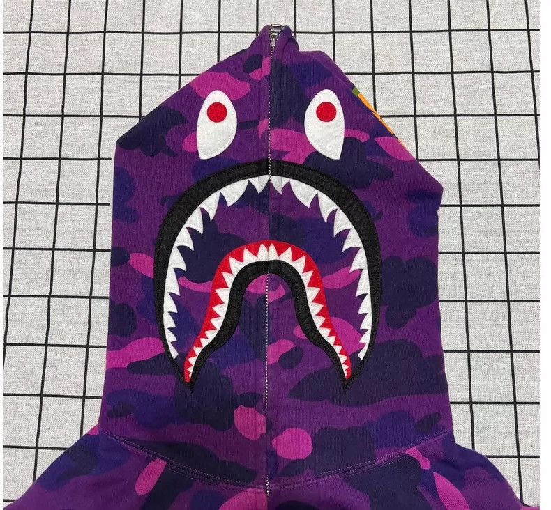 Bape Bape Purple Camouflage Shark Hoodie Jacket Size US L / EU 52-54 / 3 - 5 Thumbnail