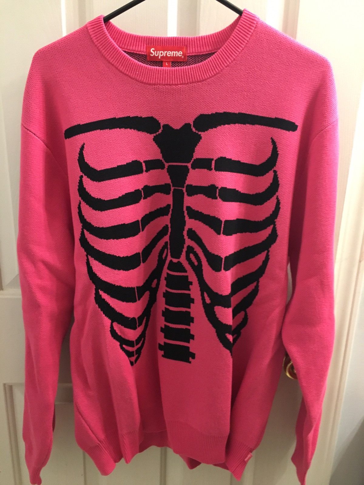 Supreme Supreme Bones Pink Large Knit Sweater Skeleton Grailed