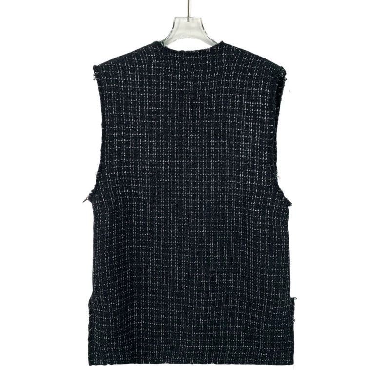 Chanel Black Cotton Sleeveless Vest Outerwear Size ONE SIZE - 2 Thumbnail