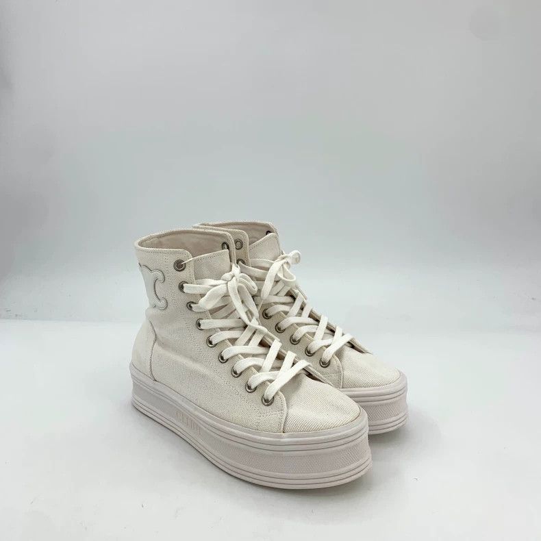 Celine Celine White Logo Thick-Soled Casual Sneakers Size US 4 / IT 34 - 2 Thumbnail