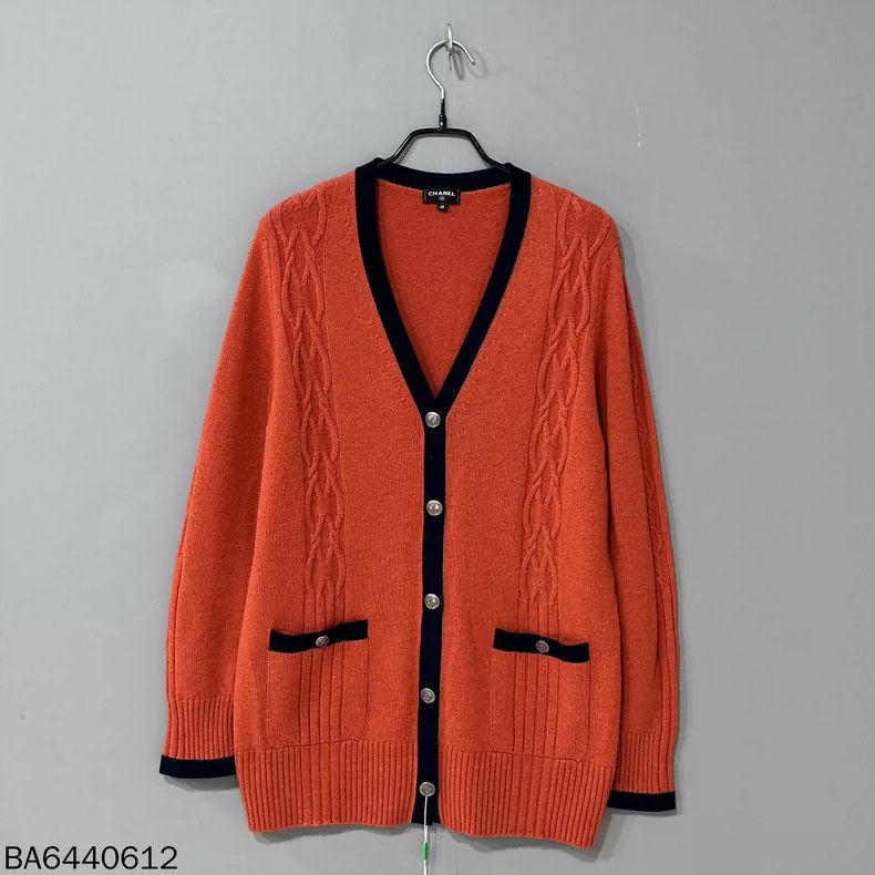 Chanel Orange Cashmere Cardigan by Chanel Size L / US 10 / IT 46 - 2 Thumbnail
