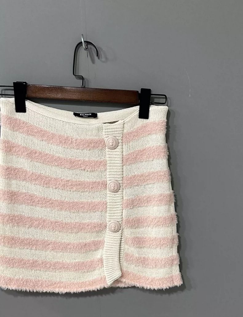 Balmain Striped Knit Skirt by Balmain Size 34" / US 12 / IT 48 - 2 Thumbnail