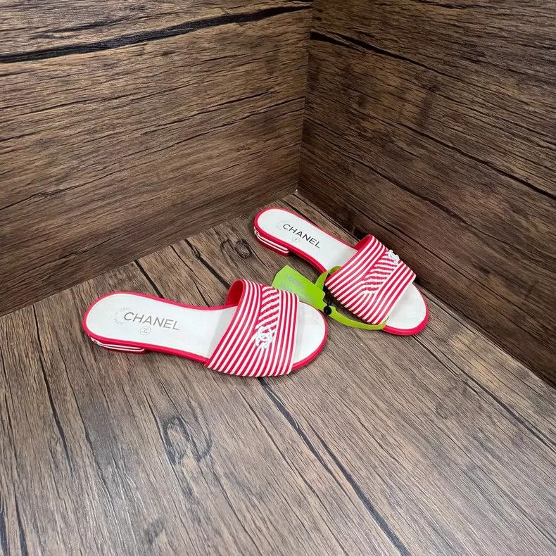 Chanel Chanel Red and White Striped Slippers Size US 6 / IT 36 - 4 Thumbnail
