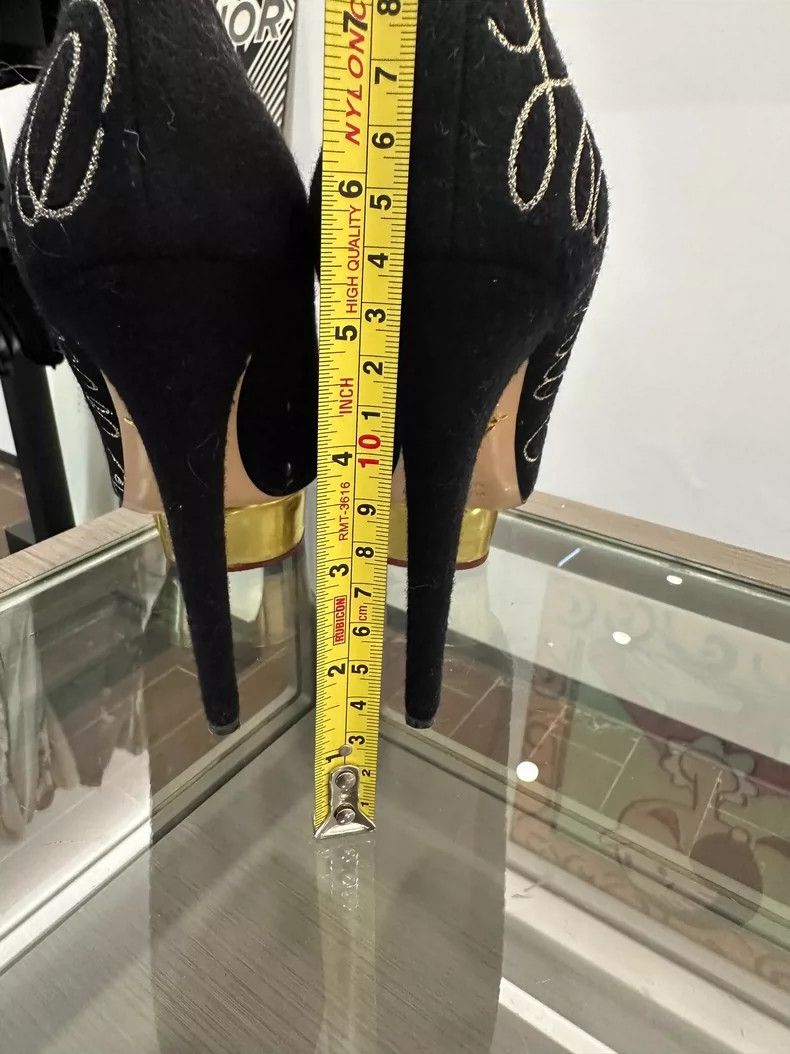 Charlotte Olympia Charlotte Olympia Black Pattern Gold High Heels Size US 6 / IT 36 - 5 Thumbnail