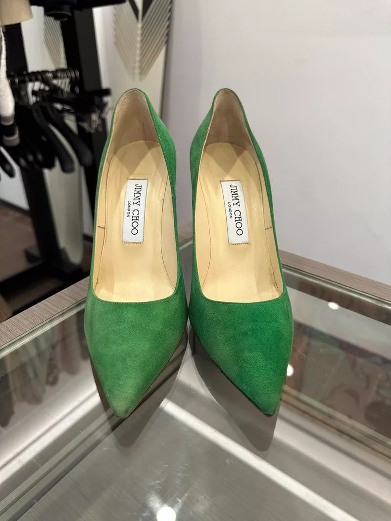 Jimmy Choo Jimmy Choo Green Suede High Heel Shoes Size US 6 / IT 36 - 2 Thumbnail