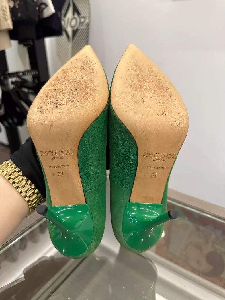 Jimmy Choo Jimmy Choo Green Suede High Heel Shoes Size US 6 / IT 36 - 6 Thumbnail