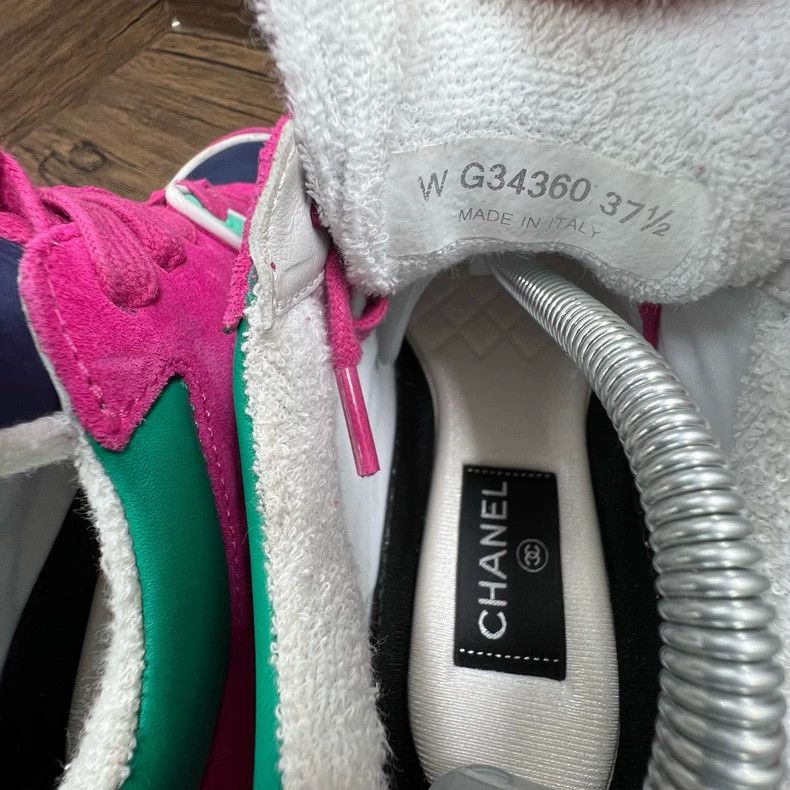 Chanel Chanel Blue Pink Double C Sneakers Size US 7 / IT 37 - 5 Thumbnail