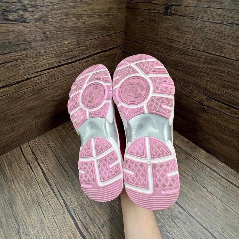 Chanel Chanel Blue Pink Double C Sneakers Size US 7 / IT 37 - 4 Thumbnail