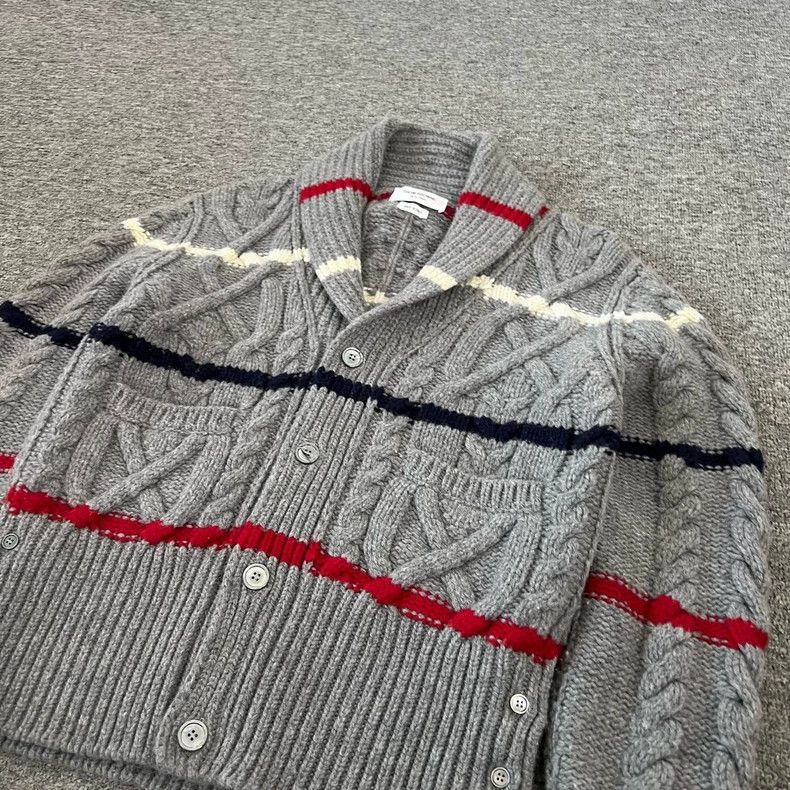 Thom Browne Thom Browne Wool Knit Cardigan with Stripes Size S / US 4 / IT 40 - 3 Thumbnail