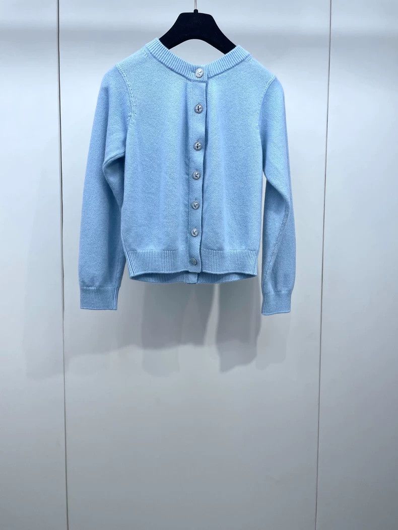Chanel Chanel Blue Double-Breasted Cashmere Cardigan Size S / US 4 / IT 40 - 2 Thumbnail