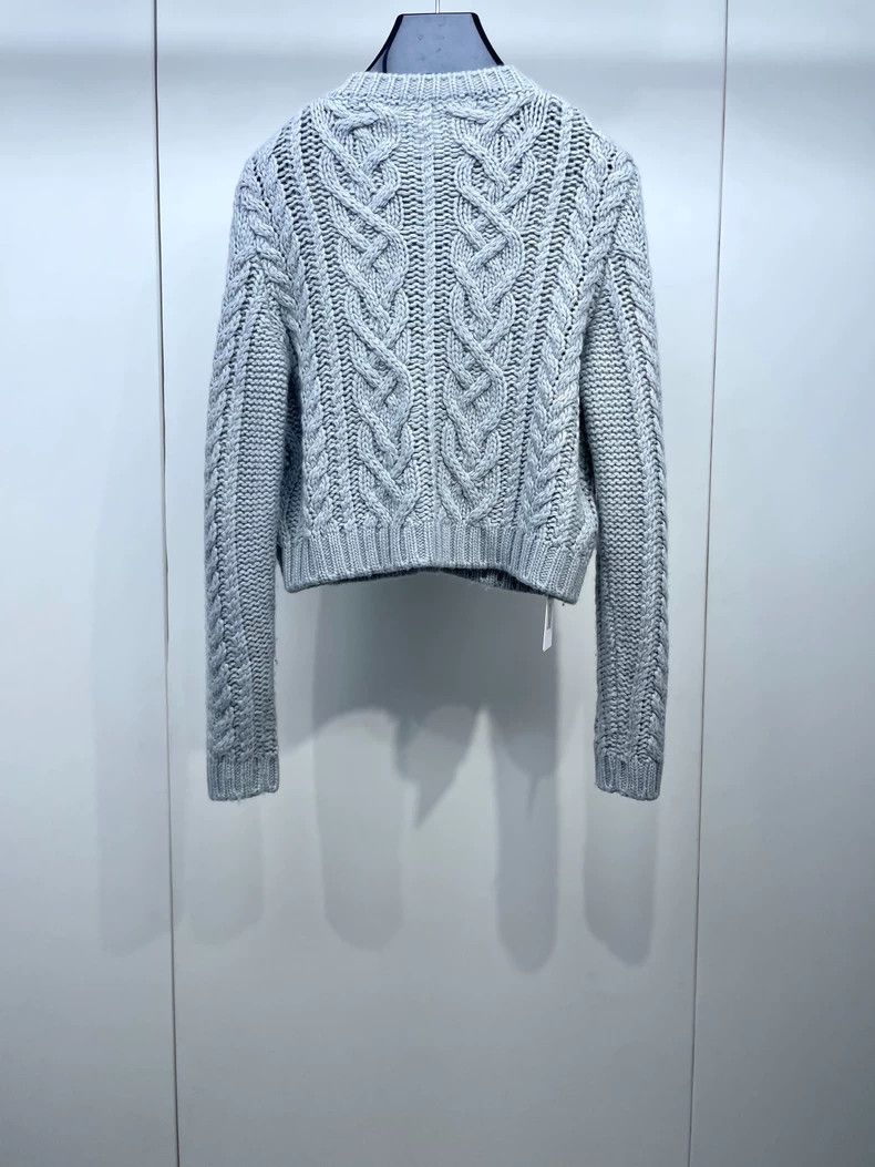 Miu Miu Gray Cable Knit Cardigan Sweater Size M / US 6-8 / IT 42-44 - 2 Thumbnail