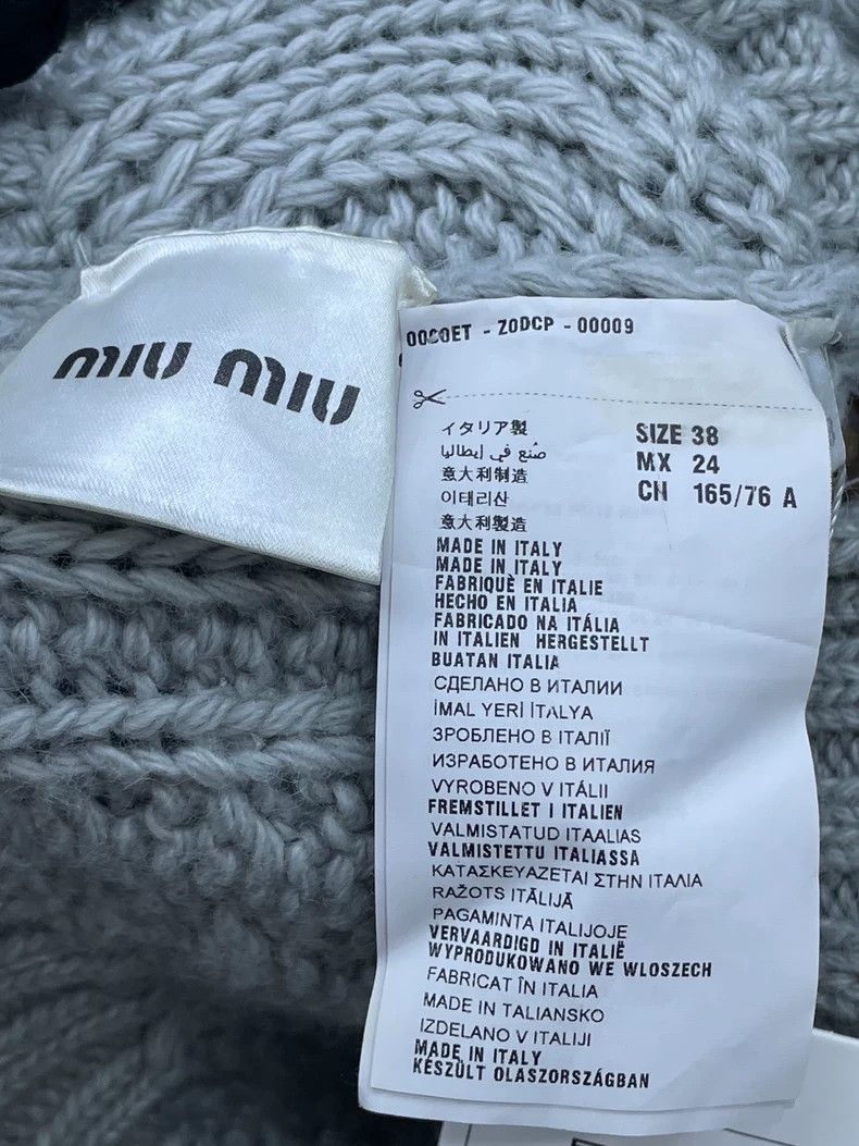 Miu Miu Gray Cable Knit Cardigan Sweater Size M / US 6-8 / IT 42-44 - 4 Thumbnail
