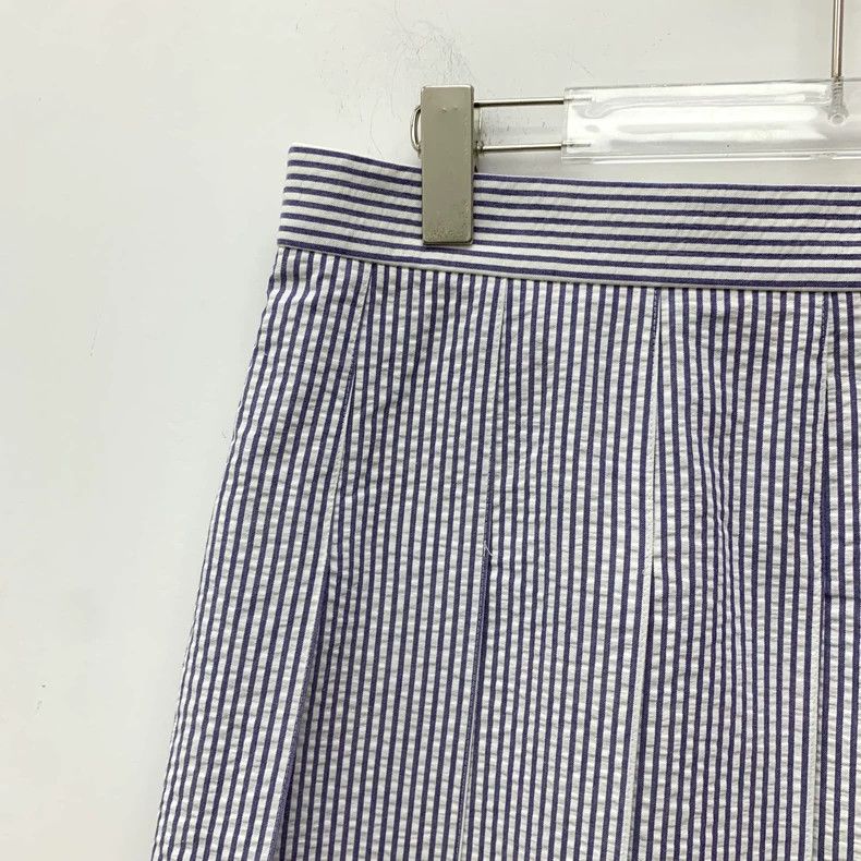 Thom Browne Thom Browne Blue Striped Cotton Pleated Skirt Size 42" / US 20 - 3 Thumbnail