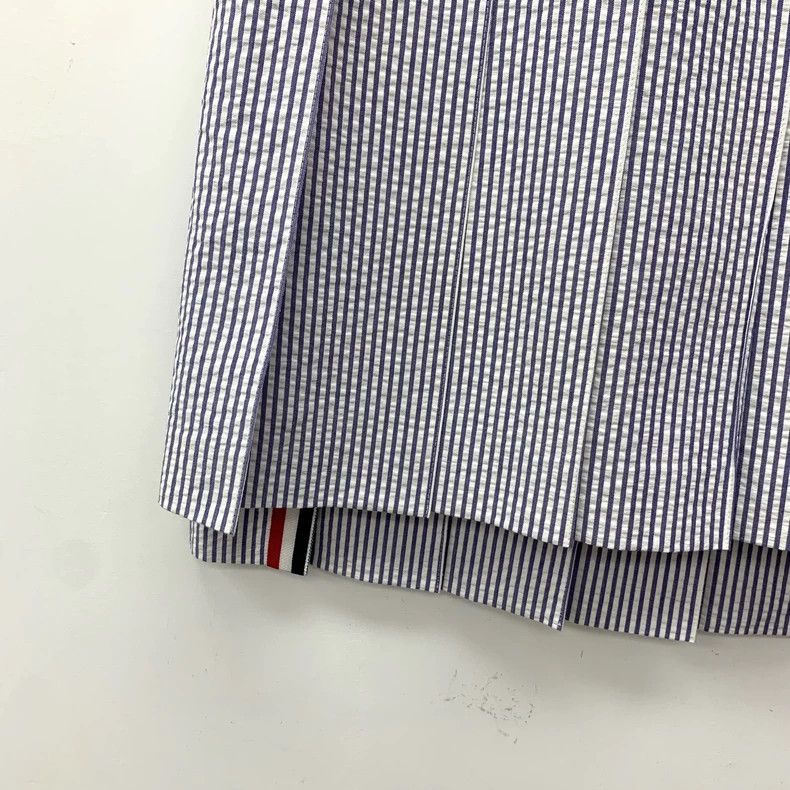 Thom Browne Thom Browne Blue Striped Cotton Pleated Skirt Size 42" / US 20 - 4 Thumbnail