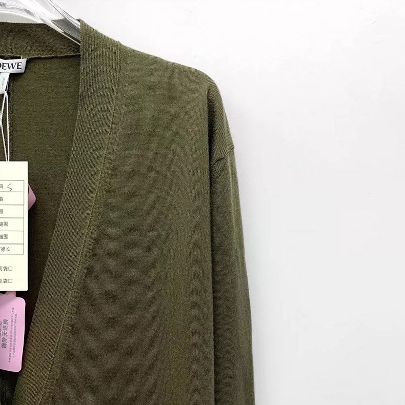 Loewe Loewe Green Wool V-Neck Long Cardigan Sweater Size S / US 4 / IT 40 - 3 Thumbnail
