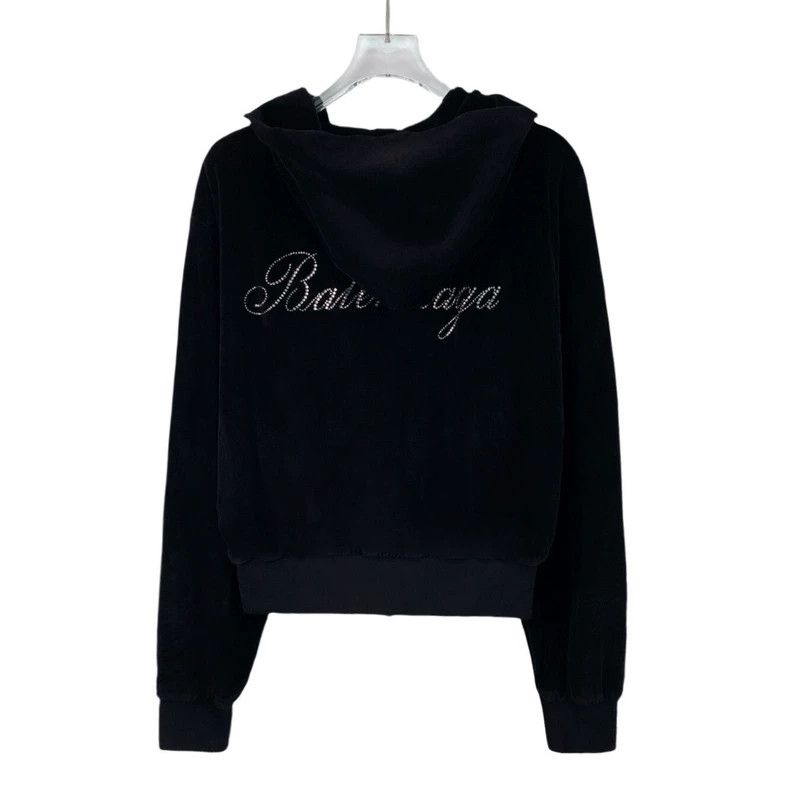 Balenciaga Balenciaga Black Logo Hoodie with Rhinestones Size XL / US 12-14 / IT 48-50 - 2 Thumbnail