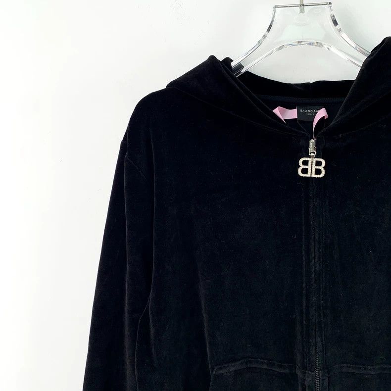 Balenciaga Balenciaga Black Logo Hoodie with Rhinestones Size XL / US 12-14 / IT 48-50 - 3 Thumbnail