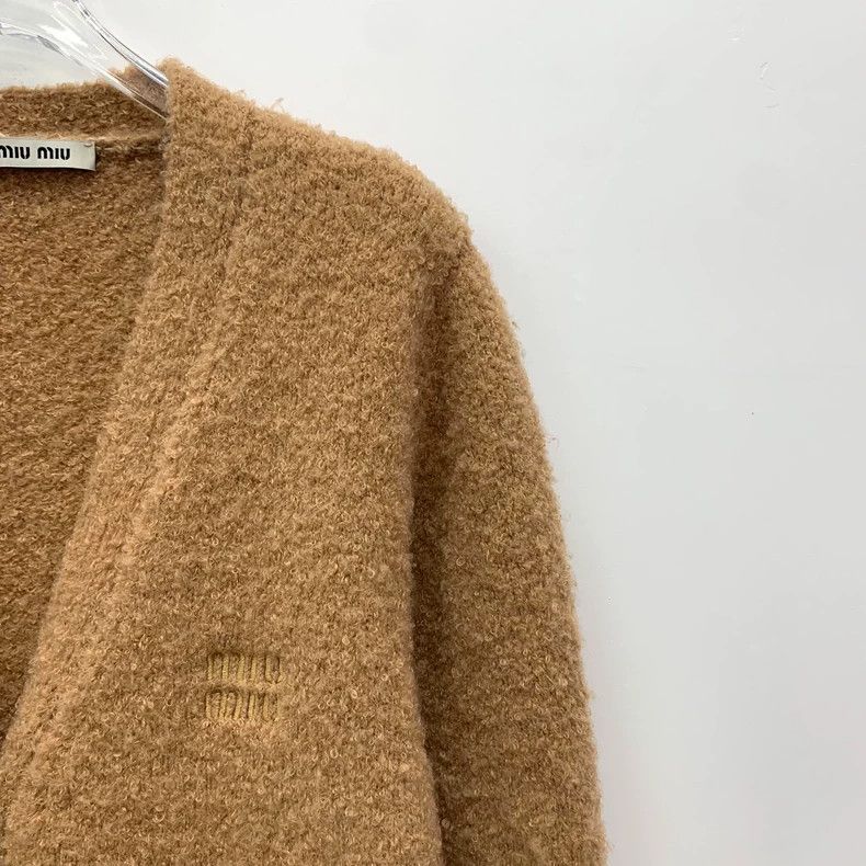 Miu Miu Miu Miu Brown Logo Embroidered Knit Cardigan Size M / US 6-8 / IT 42-44 - 3 Thumbnail