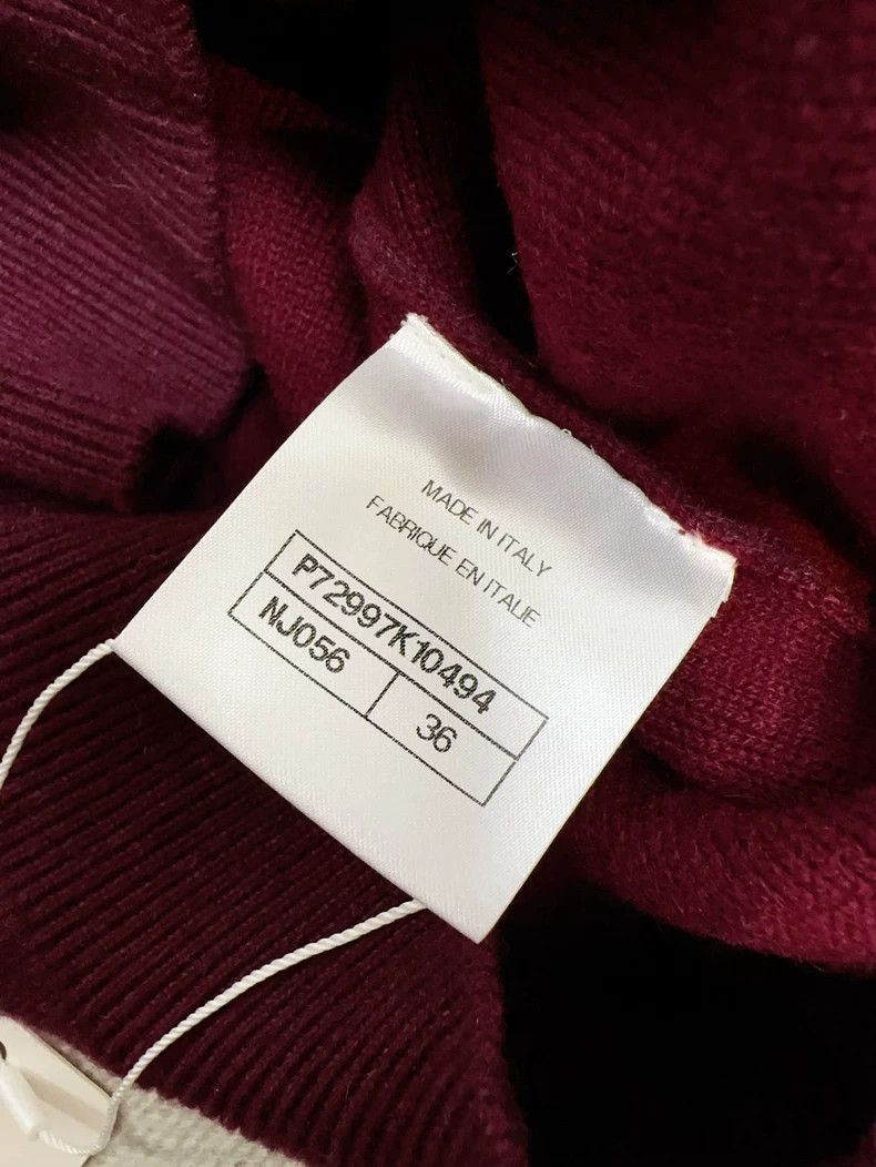 Chanel Chanel Burgundy Knit Cardigan with Logo Size S / US 4 / IT 40 - 5 Thumbnail