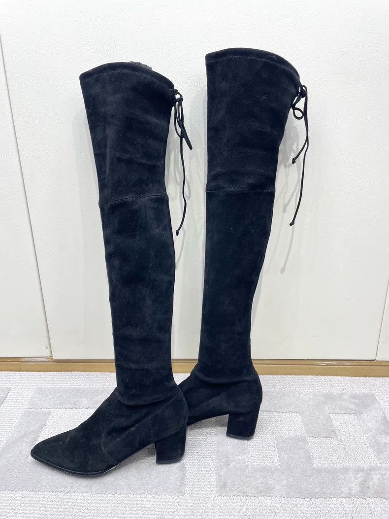 Jimmy Choo Stuart Weitzman Black Over-the-Knee Boots Size US 7 / IT 37 - 3 Thumbnail