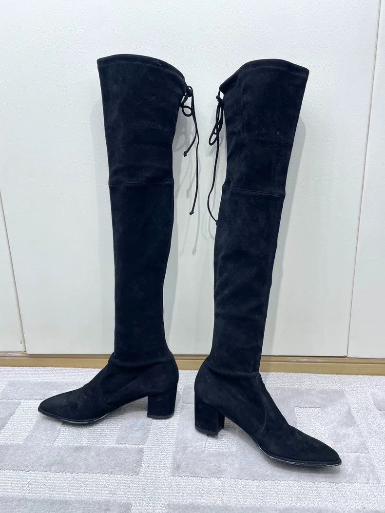 Jimmy Choo Stuart Weitzman Black Over-the-Knee Boots Size US 7 / IT 37 - 2 Thumbnail