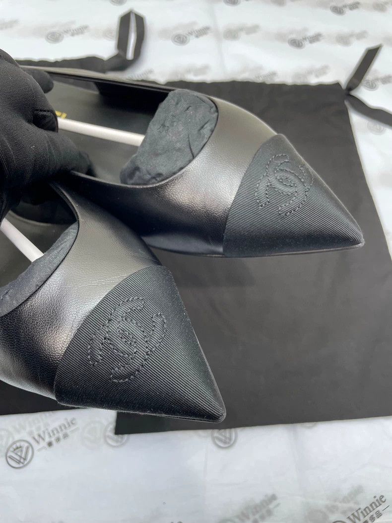 Chanel Chanel Black Pointed Toe Flats Size US 7 / IT 37 - 3 Thumbnail