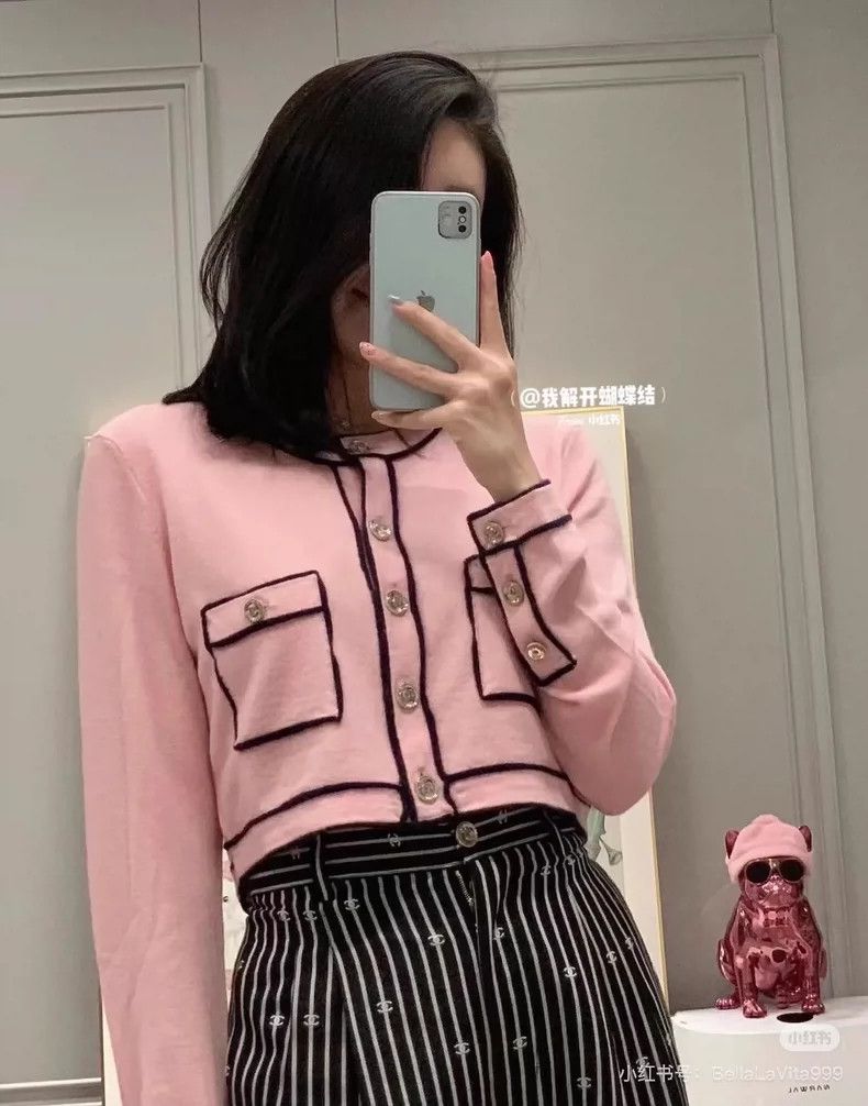 Chanel Chanel Pink Knitted Cardigan with Pockets Size S / US 4 / IT 40 - 8 Thumbnail