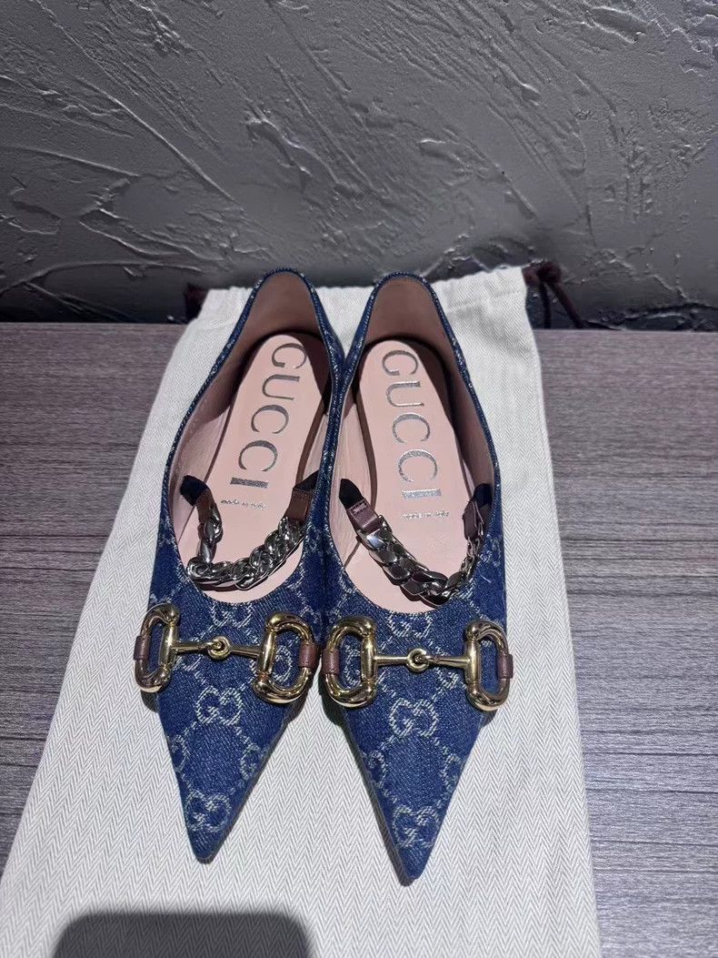 Gucci Gucci Denim Ballerina Flats Size 37.5 Size US 7 / IT 37 - 2 Thumbnail