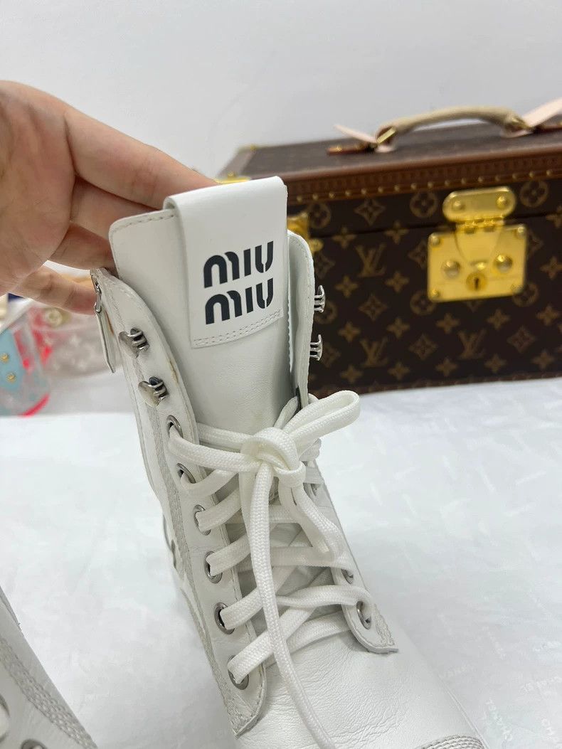 Prada Miu Miu Logo Martin Boots Size 37 Size US 6 / IT 36 - 3 Thumbnail