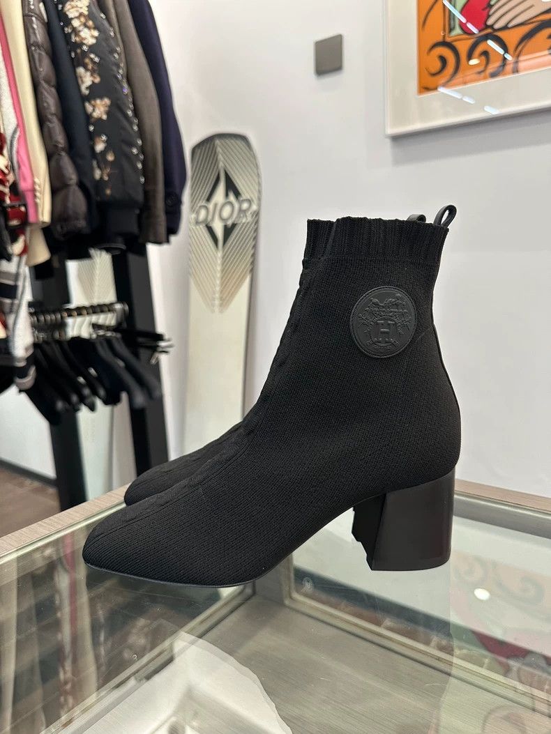 Hermes Hermes Black Women's Sock Ankle Boots Size US 7 / IT 37 - 3 Thumbnail
