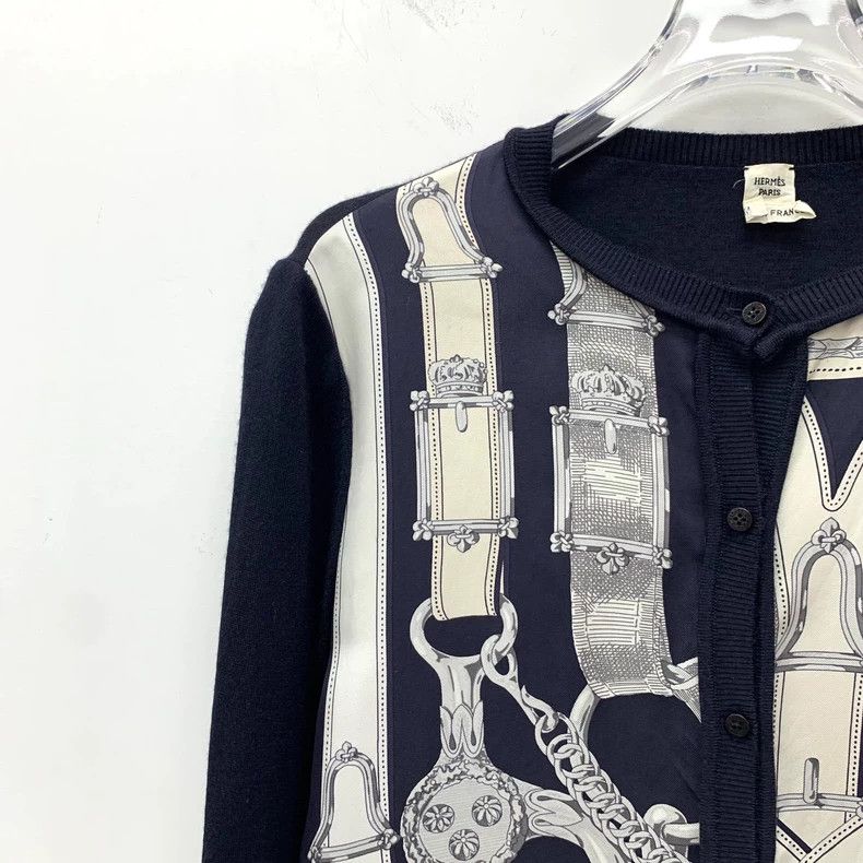 Hermes Hermes Color Block Chain Print Cardigan Sweater Size XXS / US 00 / IT 34 - 3 Thumbnail