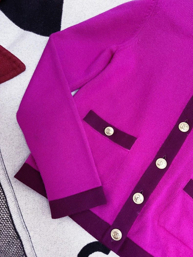 Chanel Chanel Purple Pockets Knitted Cardigan Sweater Size M / US 6-8 / IT 42-44 - 4 Thumbnail