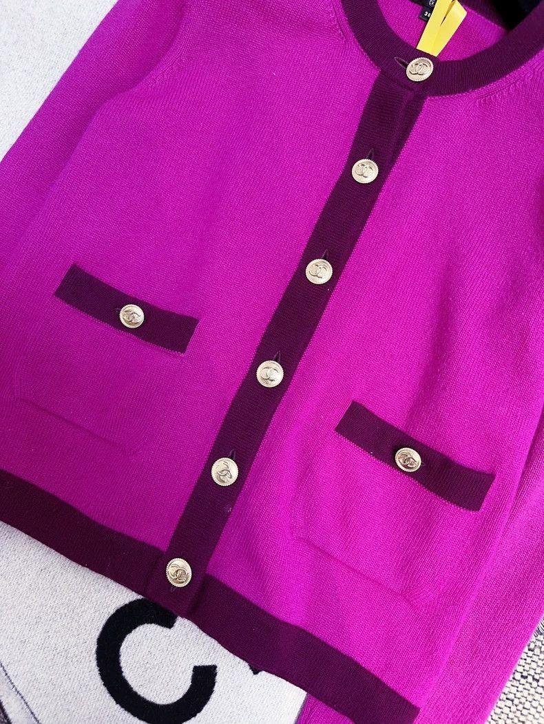 Chanel Chanel Purple Pockets Knitted Cardigan Sweater Size M / US 6-8 / IT 42-44 - 3 Thumbnail