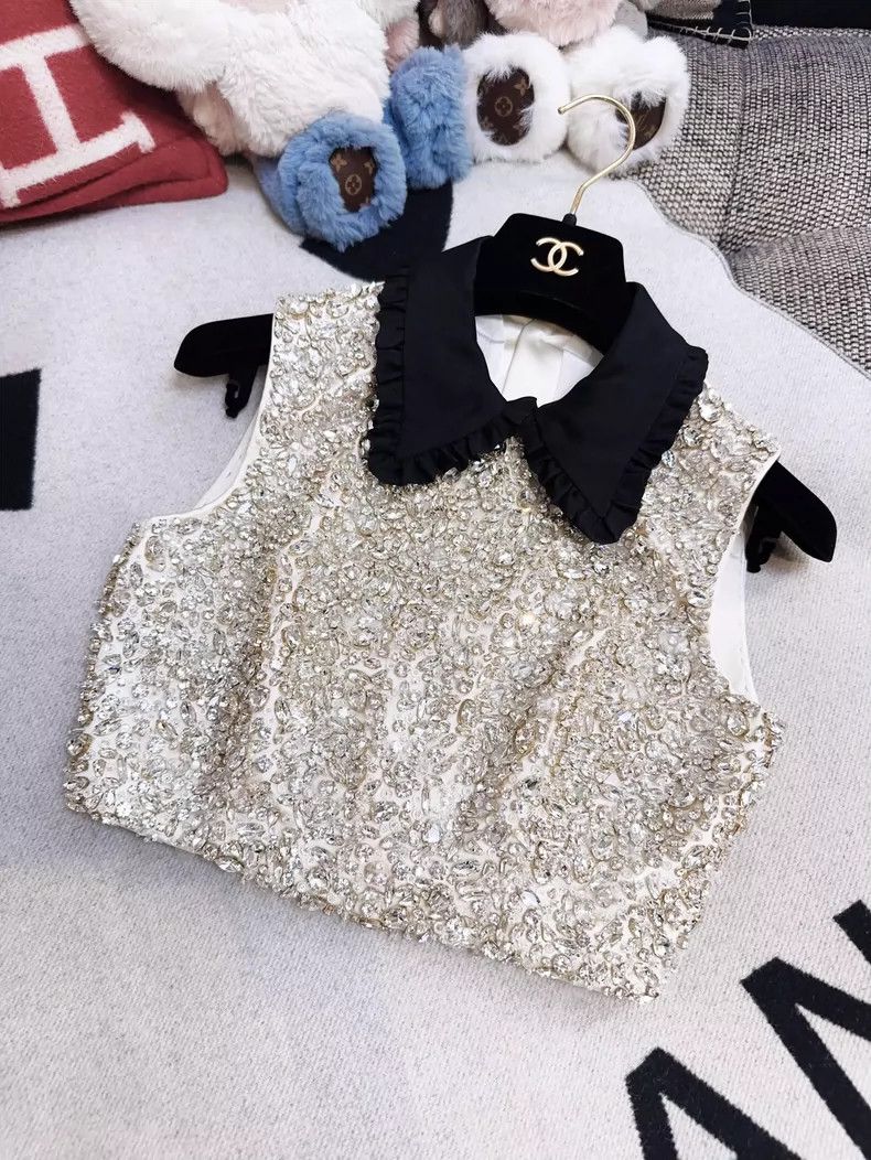 Prada Miu Miu Embellished Doll Collar Vest Top Size S / US 4 / IT 40 - 3 Thumbnail