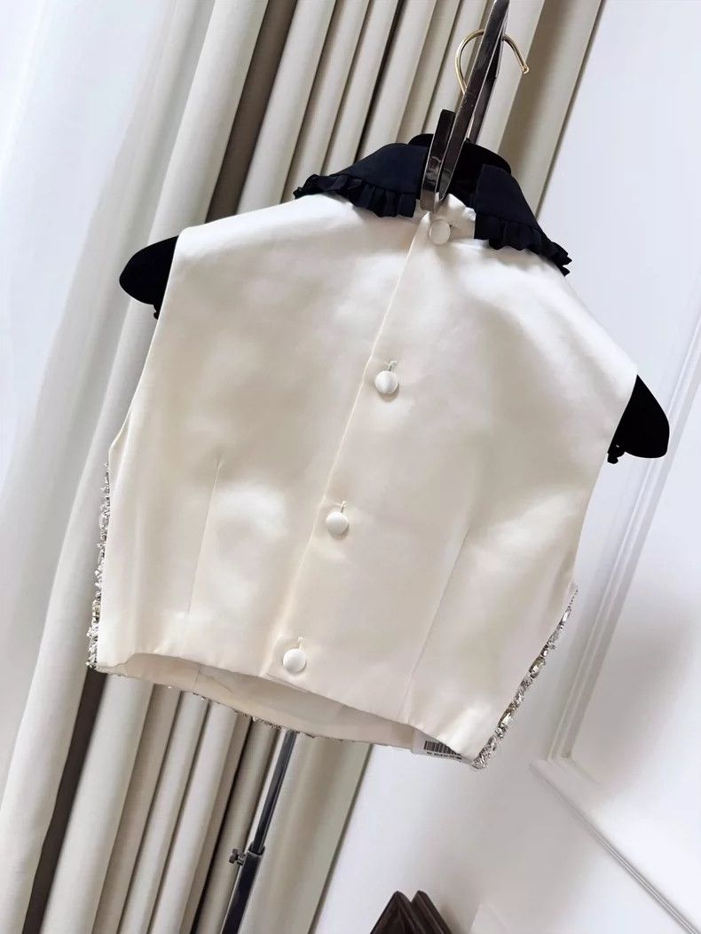 Prada Miu Miu Embellished Doll Collar Vest Top Size S / US 4 / IT 40 - 2 Thumbnail