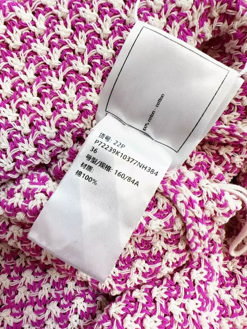 Chanel Chanel Pink and White Knit Cardigan Sweater Size S / US 4 / IT 40 - 7 Thumbnail