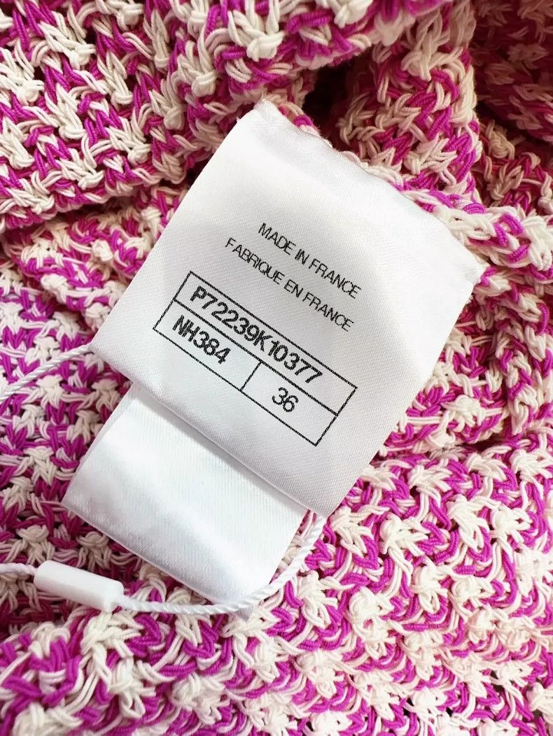 Chanel Chanel Pink and White Knit Cardigan Sweater Size S / US 4 / IT 40 - 6 Thumbnail