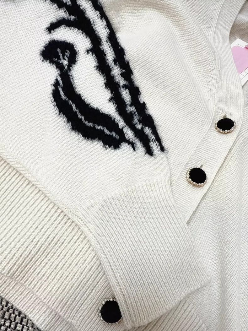 Chanel Chanel Beige Black Embroidered Knit Cardigan Size M / US 6-8 / IT 42-44 - 5 Thumbnail