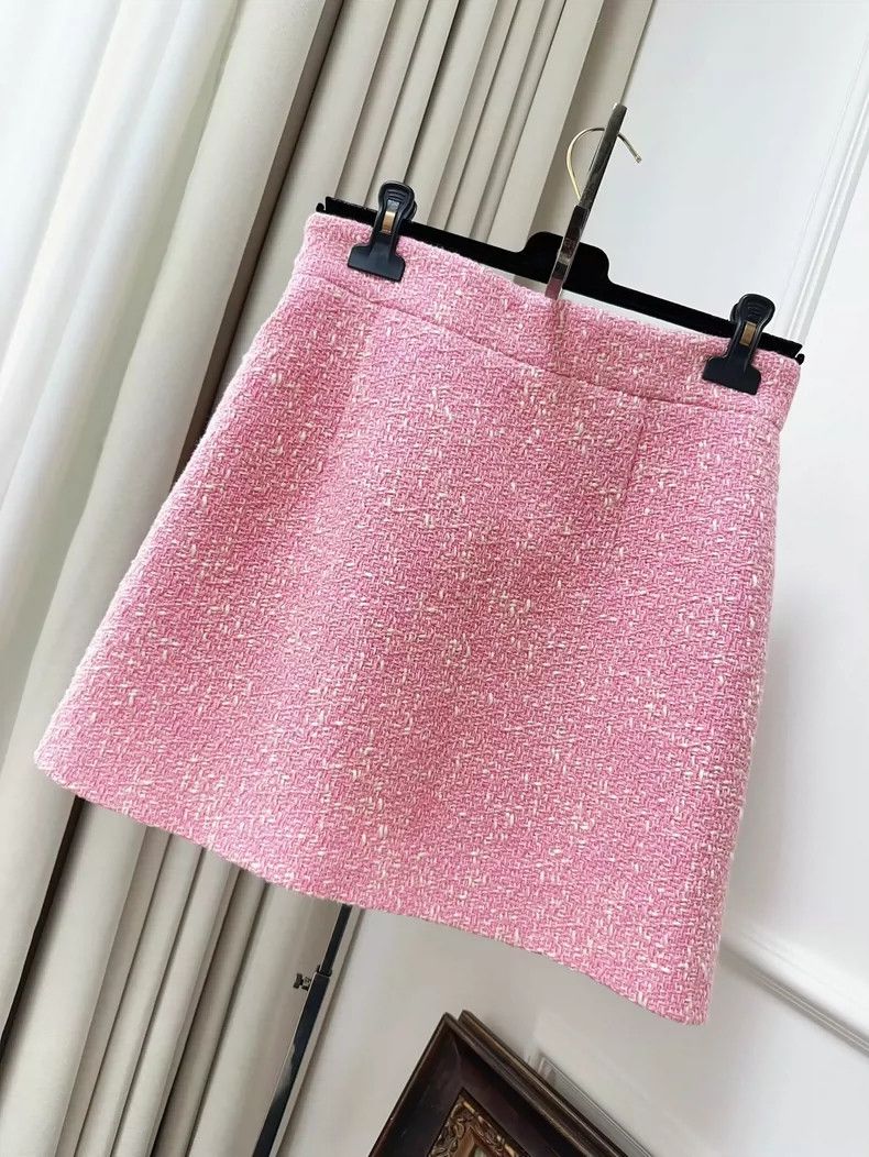 Prada Miu Miu Pink Tweed Mini Skirt Size 42 Size 42" / US 20 - 2 Thumbnail