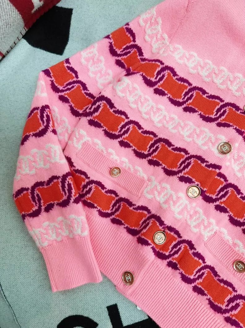 Chanel Chanel Pink Striped Knit Cardigan 23B Size S / US 4 / IT 40 - 3 Thumbnail