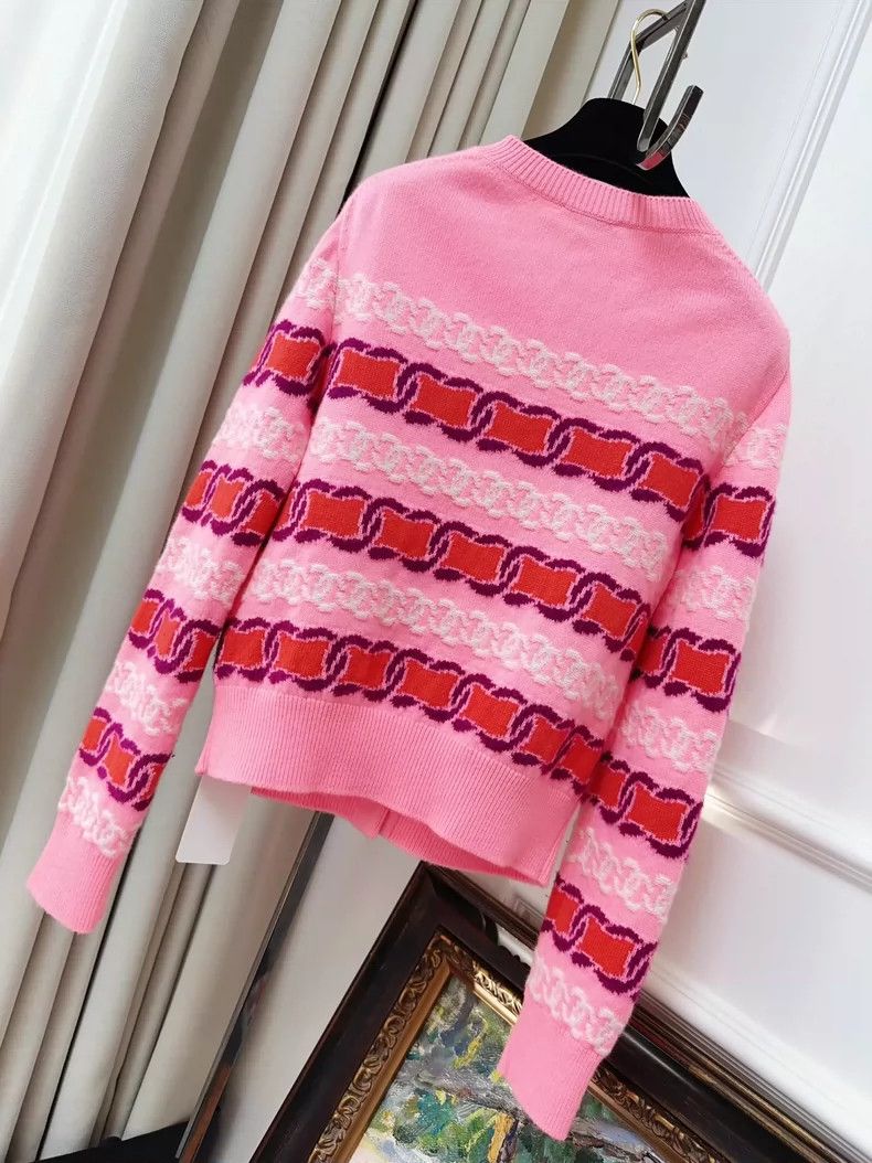 Chanel Chanel Pink Striped Knit Cardigan 23B Size S / US 4 / IT 40 - 2 Thumbnail