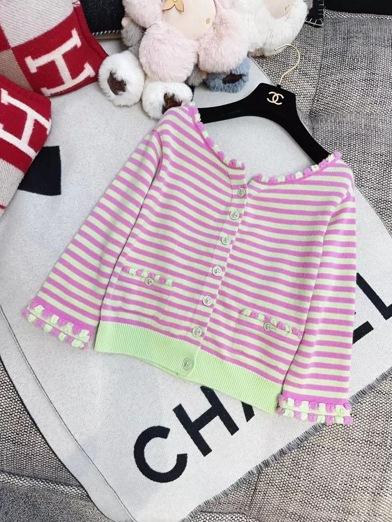 Chanel Chanel Striped Knit Cardigan in Pink Green Size M / US 6-8 / IT 42-44 - 7 Thumbnail