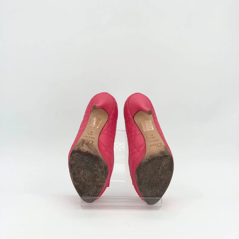 Dior Christian Dior Pink Bow Peep Toe Heels Size US 7 / IT 37 - 5 Thumbnail