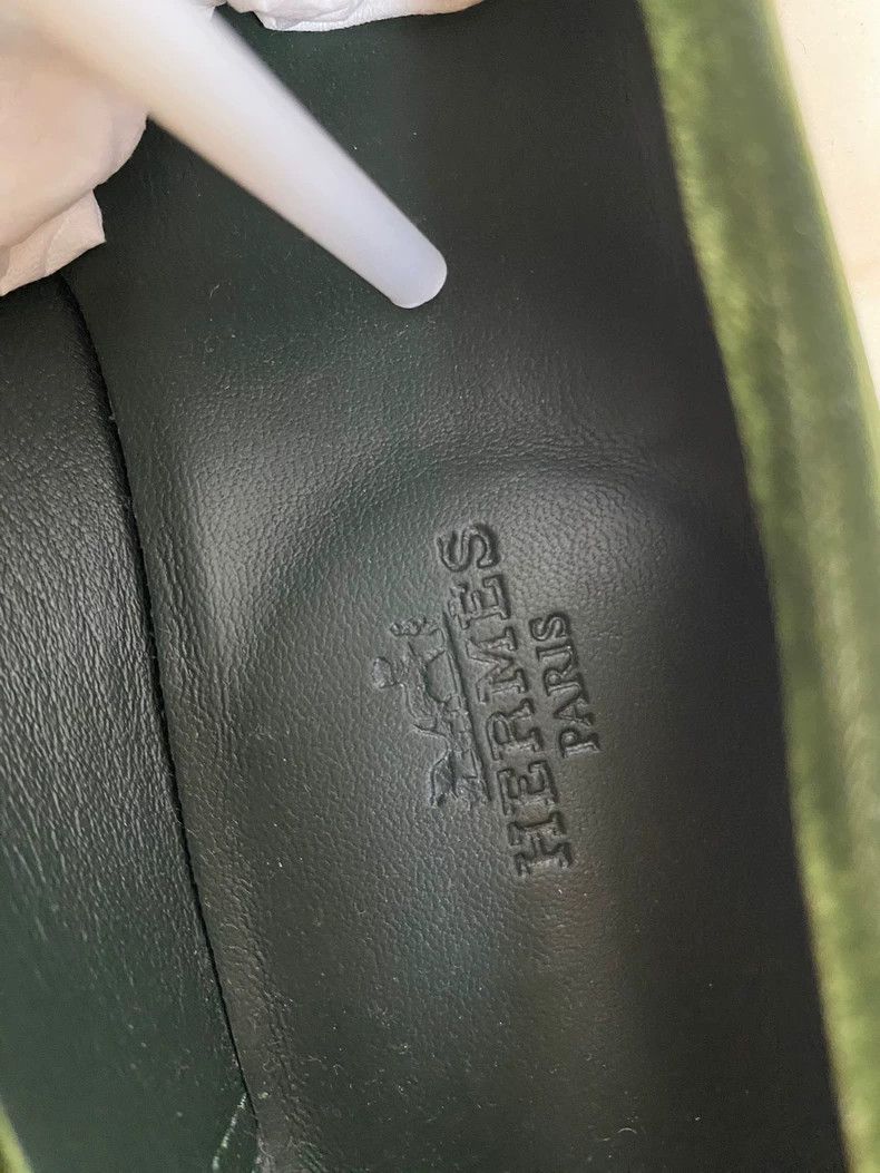 Hermes Hermes Velvet Green Loafers with Box Size US 7 / IT 37 - 6 Thumbnail