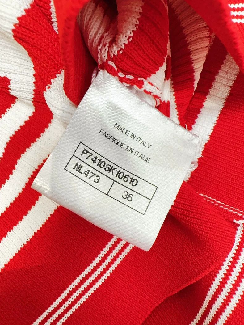 Chanel Chanel Red and White Striped Knit Top Size S / US 4 / IT 40 - 7 Thumbnail