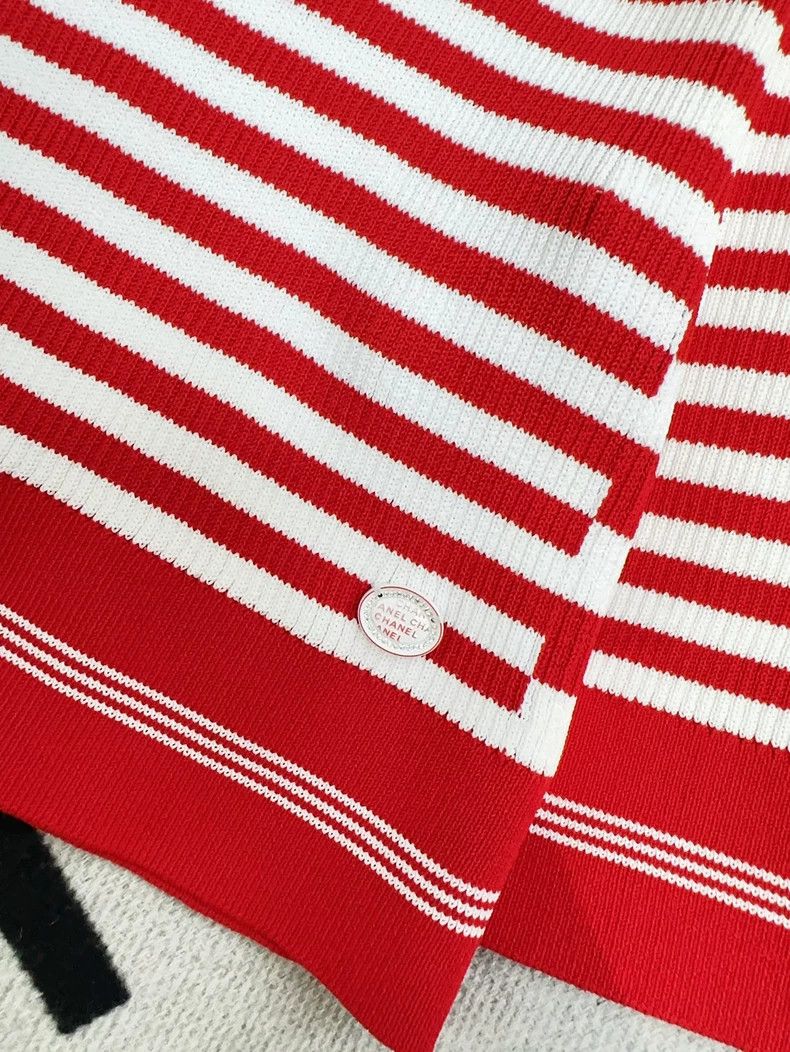 Chanel Chanel Red and White Striped Knit Top Size S / US 4 / IT 40 - 4 Thumbnail
