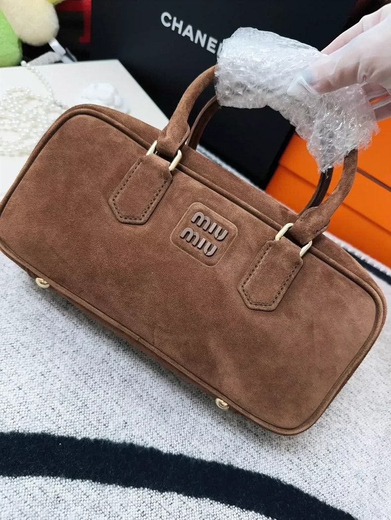 Miu Miu MiuMiu Arcadie Brown Suede Bowling Bag Size ONE SIZE - 7 Thumbnail