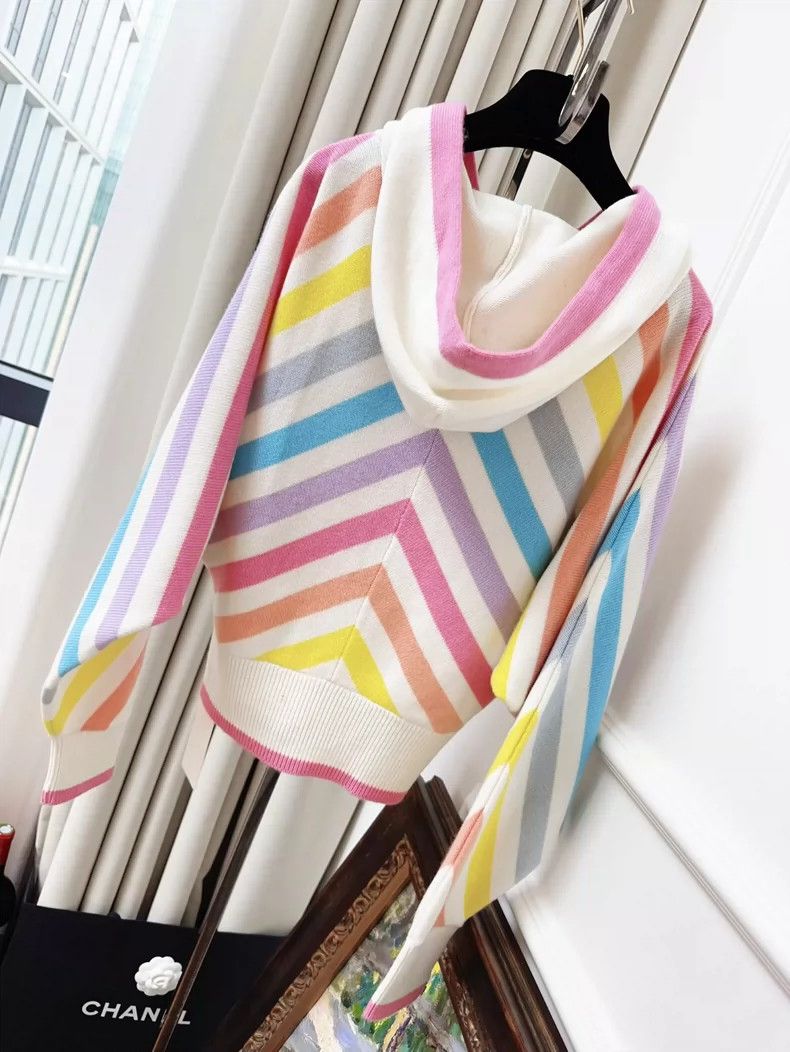 Chanel Chanel 19C Rainbow Striped Hoodie Jacket Size XS / US 0-2 / IT 36-38 - 2 Thumbnail