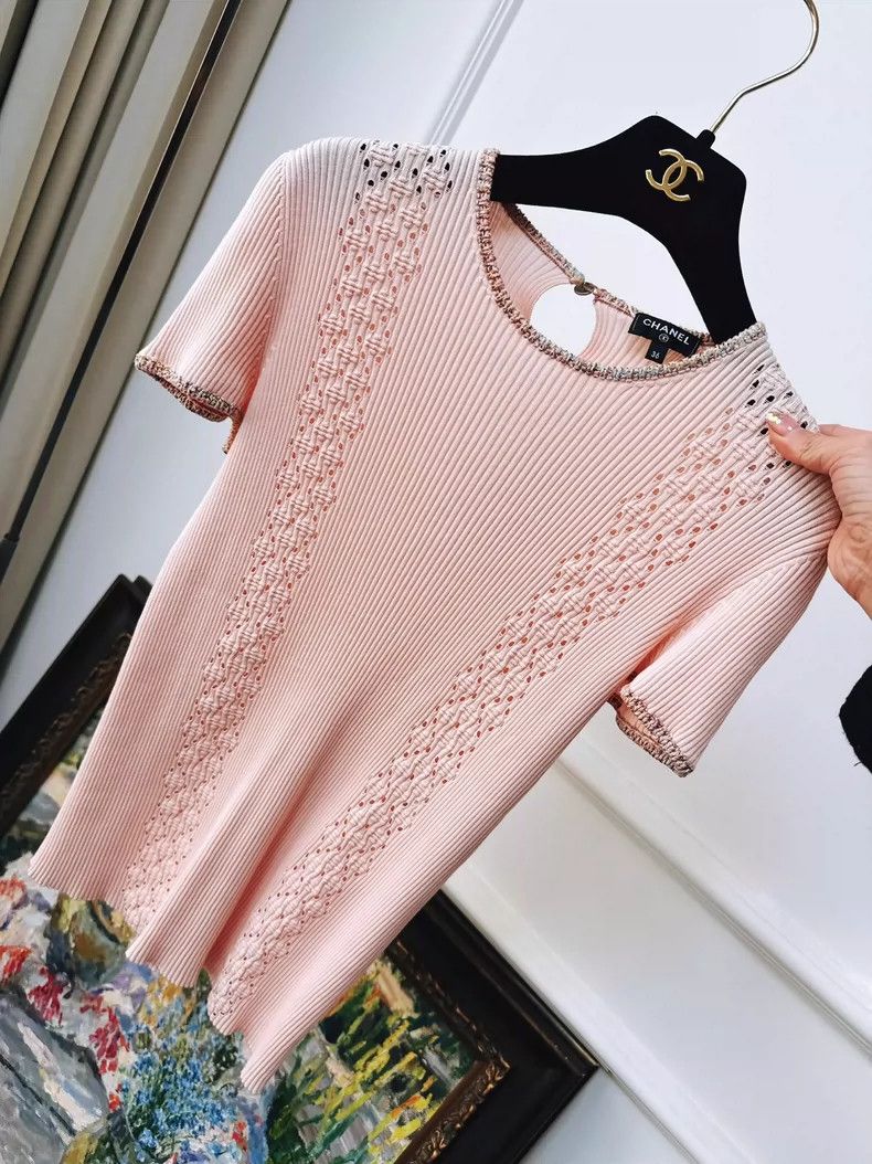 Chanel Chanel Pink Knit Short Sleeve Top Size S / US 4 / IT 40 - 7 Thumbnail