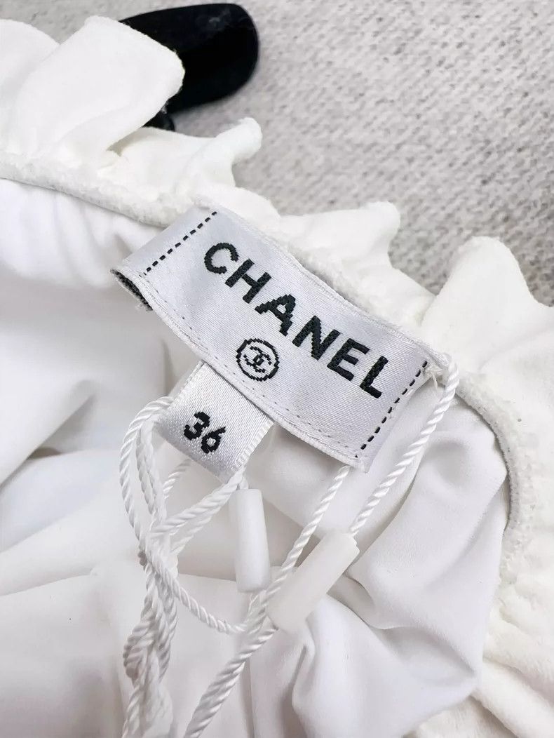 Chanel Chanel White Ruffle Logo Swimwear Bodysuit Size S / US 4 / IT 40 - 5 Thumbnail